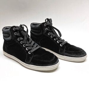 J/Slides NYC Women's Clique Black Velvet High Top Sneakers Size 8.5 Lace-up